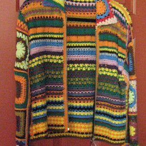 BOHO CROCHETED ZIP CARDIGAN SWEATER